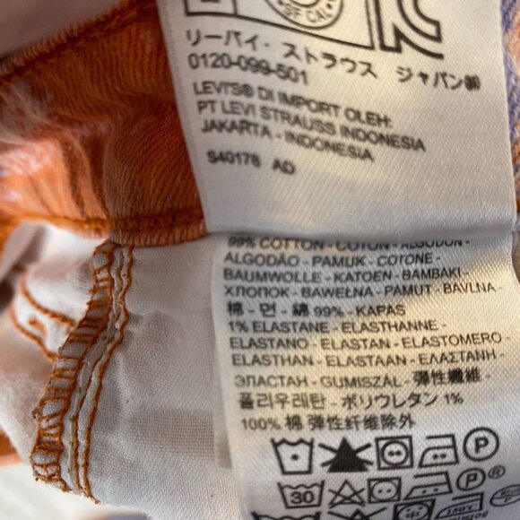 Levis Women's Jeans Size 6M 28x32 Mid Rise Skinny Orange TieDye Denim Hippie - Picture 9 of 12